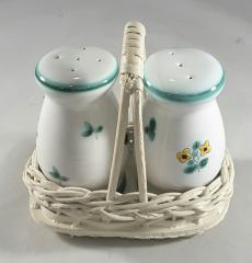 Gmundner Keramik-Salz/Pfeffer-Garnitur bauchig & Krbchen